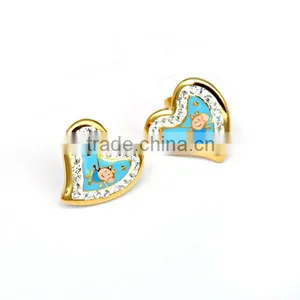Fashion Earring Gold Heart Enamel Drawing Earring thumbnail-4