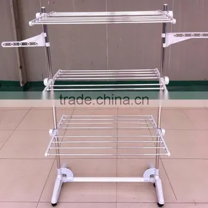 Multi Color Clothes Garment Drying Hanger Rack and Large Capacity Rack With 3 Levels and Bar for Sheets thumbnail-3