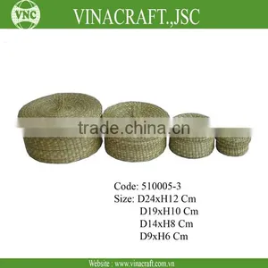 Natural Seagrass Basket With Lid thumbnail-1