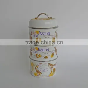 Kitchen Metal 3layers Airtight Canister Set,Treats Biscuits Cake Biscuits Cookies Jar Storage Bin thumbnail-3