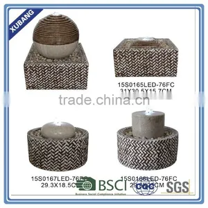 Sandstone Sphere Water Feature With LED Light Fiberglass Designed Fountain thumbnail-1