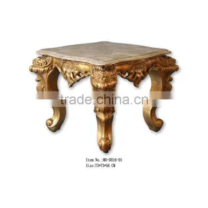 French Style Antique Small Side Table With Marble Top thumbnail-1