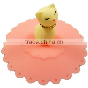 Food Grade Silicone Rubber Anti-dust Airtight Seal Silicone Drink Cup Lids With Cat Head Shape thumbnail-4
