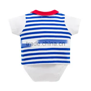 2016 Fashion Long Sleeve White Color Baby Boy Bodysuit Gentlemen Style With Fake Vest Baby Clothing Baby Garment thumbnail-2