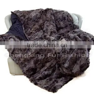 CX-D-03A Hotel Rugs Patchwork Real Rabbit Fur Animal Fur Bedding Set Fur Rug thumbnail-1