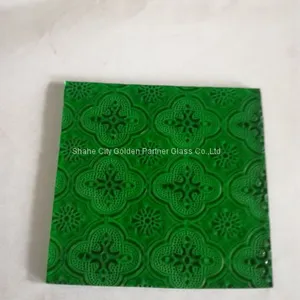 4mm 5mm Green, Blue, Red,yellow Color Decorative Art Glass,Emboossed Glass thumbnail-4