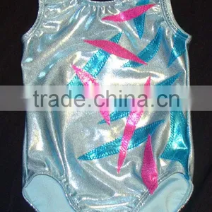 Gymnastics Baby Leotards Girls in Light Blue Mystique With Turquoise & Pink Mystique Overlay Gymnastics Leotard Girls Size 4- thumbnail-1