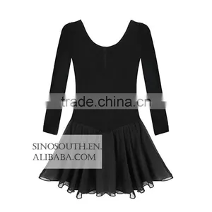 2017 New Arrival Solid Color Long Sleeve Girls Leotard Dance Leotards Dress thumbnail-1