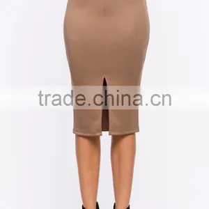 Elasticized Waist Bodycon Fit Pencil Skirt Ladies Office Skirt Wholesale thumbnail-3