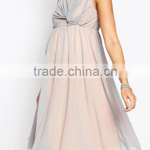 Maternity Exclusive Midi Skater Dress With Twist Front In Mesh With Contrast Lining thumbnail-1