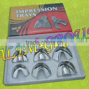 SOLID IMPRESSION TRAY SET 6 SURGICAL DENTAL INSTRUMENTS thumbnail-1