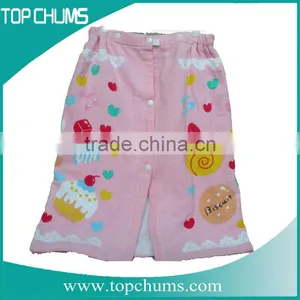 Lady Custom Printed Sheared Terry Plain White Cotton Skirts thumbnail-1