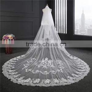 Wholesale New Lace Wedding Veils Ivory Wedding Veilgrance Long Lace Bridal Wedding Veil Long Tulle Lace Jeweled Tulle Veils thumbnail-2