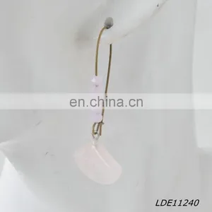 Fashionable Simple Scalloped Pink Crystal Drop Earrings Natural Stone Jewelry thumbnail-1