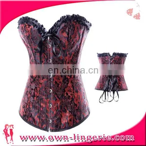 Vintage Satin With Lace Sexy Underwear Steel Boned Corset Body Slimming for Woman thumbnail-2