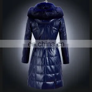 Hot Selling Winter Short Real Leather Down Coat With Fur Collar thumbnail-3