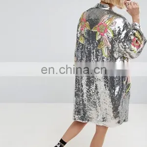 Promotion Comfortable Fashion Causal Bling Bling Lose Sequin Embroidery Jacket Women thumbnail-3