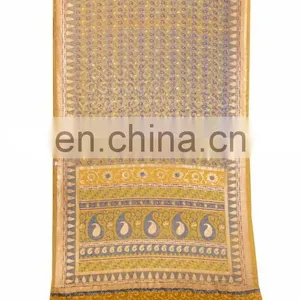 Indian Yellow Banarasi Silk Saree With Unstitched Blouse Piece Craft Paisley Fabric thumbnail-2