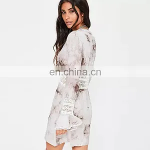 New Design Summer Women White Flared Sleeve Sexy Mini Swing Dress thumbnail-3