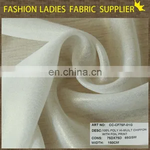 Chiffon Fabric for Dress, 100% Polyester Chiffon Fabric,foil Print Chiffon thumbnail-1