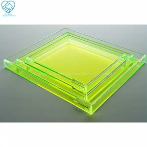 Wholesale Transparent Rectangle Acrylic Tray With Handle thumbnail-1