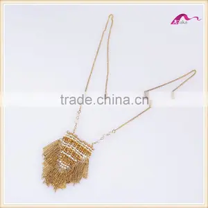 Fashion Summer Beach Boho Beaded Tassel Layered Long Chain Necklace thumbnail-2