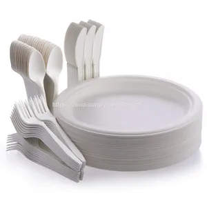 9 Inch Biodegradable Sugarcane Bagasse Food Dinnerware Sets Bagasse Dinnerware Serving Platter thumbnail-1