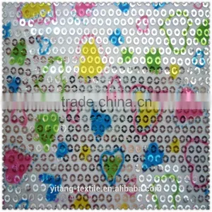 Printed Heart Pattern Sequin Fabric thumbnail-1