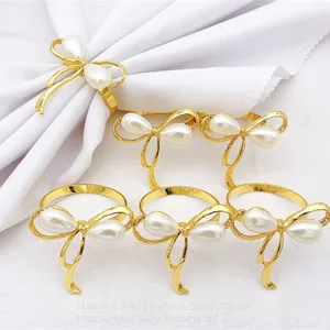 Gold Bow Knot Napkin Rings Buckles for Wedding Party Banquet Decoration Christmas thumbnail-1
