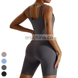 Custom Workout Wear Sport Outdoor Running Quick Dry Rompers Bodysuit Gym Fitness Jumpsuits One Piece Yoga Jumpsuit For Women thumbnail-1