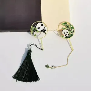 Metal Bookmarks Etching Logo With Pendants Tassels for Birthday Gift thumbnail-2
