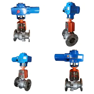 50mm Electric Actuator 3 Way DN100 Ball Valves 4 Inches thumbnail-1
