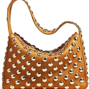 Studded Handbag for Women Black Punk Shoulder Bag 90s 2000s Vegan Fall Fashion Trendy Purse thumbnail-1