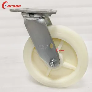 Carsun Heavy Duty Caster Wheels 8-Inch White Nylon Wheels Industrial Swivel Caster thumbnail-2