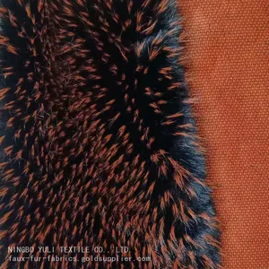 Luxury Faux Fur With Black Base Orange Tips for Garment and Collar thumbnail-2
