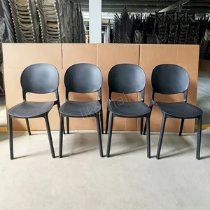 Stackable Plastic Chairs Hollow Backrest Integrated Molding for Garden Patio Cafe Outdoor Dining thumbnail-3
