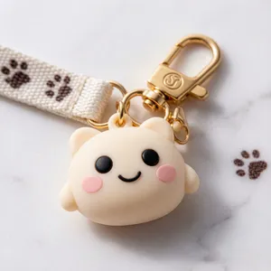 Custom Adorable 3D Anime Cartoon PVC Silicone Keychain Soft Rubber Character Key Ring & Backpack Charm thumbnail-4