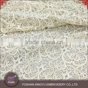 Fashion Lowest Price Wholesale 100% Golden Yarn Embroidery Designs Ladies Tops Gold Lace Fabric Quality Choice thumbnail-1