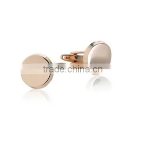 Stainless Steel Curved Rounds In Rose Gold Cufflinks, New Design Curved Round Cufflinks thumbnail-1
