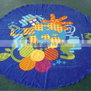 Round Velour Printed Beach Towel Mat thumbnail-1
