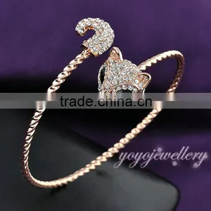 New Launched Rose Gold Cuff Women Fake Crystal Bangles thumbnail-4