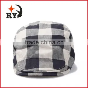 Customized Cotton Plaid Casquette Men's Hat Short Visor Hat thumbnail-1