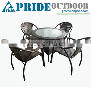 Table And Chair In Wicker Rattan Set Room Dining Garden Outdoor Furniture Rattan thumbnail-1