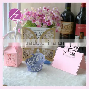 High Quality Laser Cut Paper Wedding Box/ Invitation Card /cupcake Wrapper / Seat Card /name Card a Whole Set Many Styles ZH-1 thumbnail-1