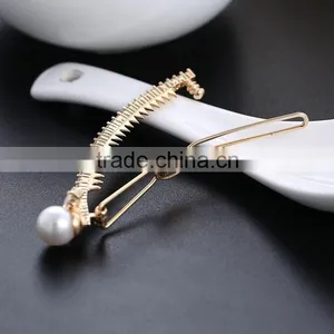 HappyBaby Shinning Pearl Barrettes CZ Diamond Rhinestone Headwear Hair Clips Hairpin Hair Pin BB Clip thumbnail-2