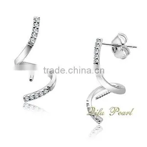 Solid K Gold & 925 Silver Pearl Earring Mounting thumbnail-1