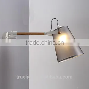 Cloth Fabric Shade and Wooden Arm of Wall Light Wall Lamp With Led E27 Socket thumbnail-1