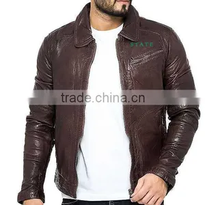 New Fashion Hot Men's Motorcycle Leather Jackets Washed Leather Jackets thumbnail-3