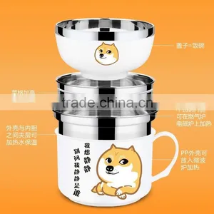 Yellow Stainless Steel Lunch Ware With Divided Plates and Bowl 2015 New and Hot Products thumbnail-2