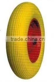 PU-1014 16"x4.00-8 High Quality Cheaper Price Yellow Colour Europe Panama Market PU Wheels thumbnail-1